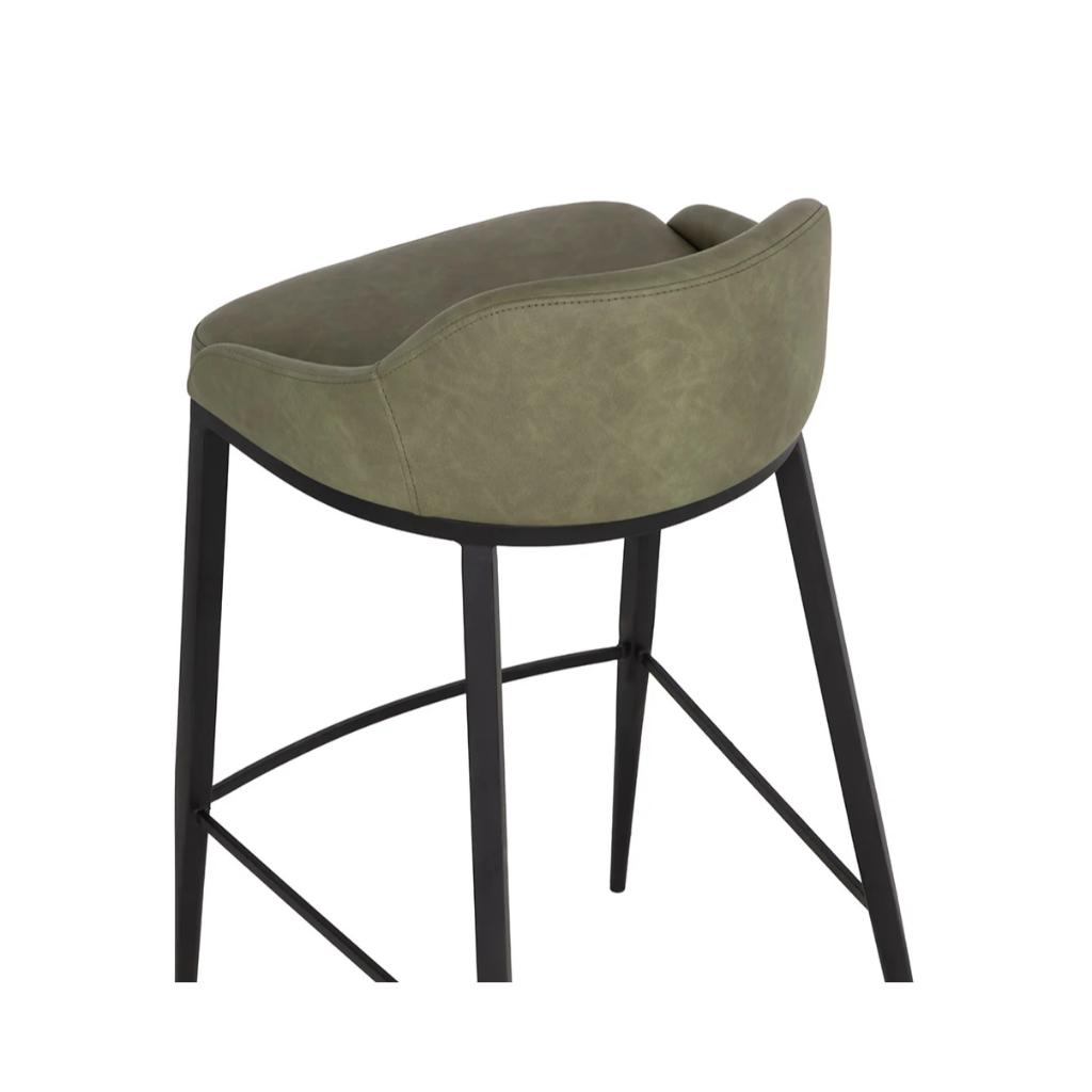 Green Faux Leather Barstool