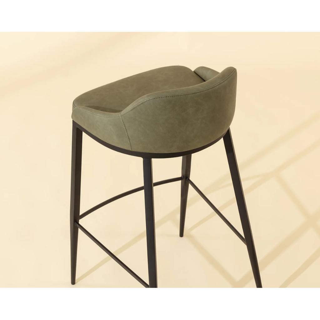 Green Faux Leather Barstool