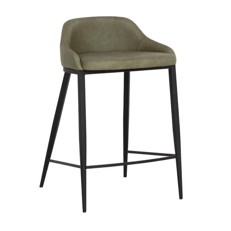 Green Faux Leather Counter Stool