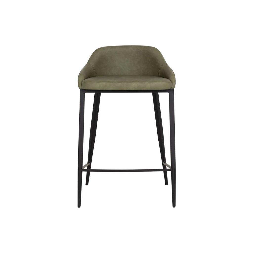 Green Faux Leather Counter Stool
