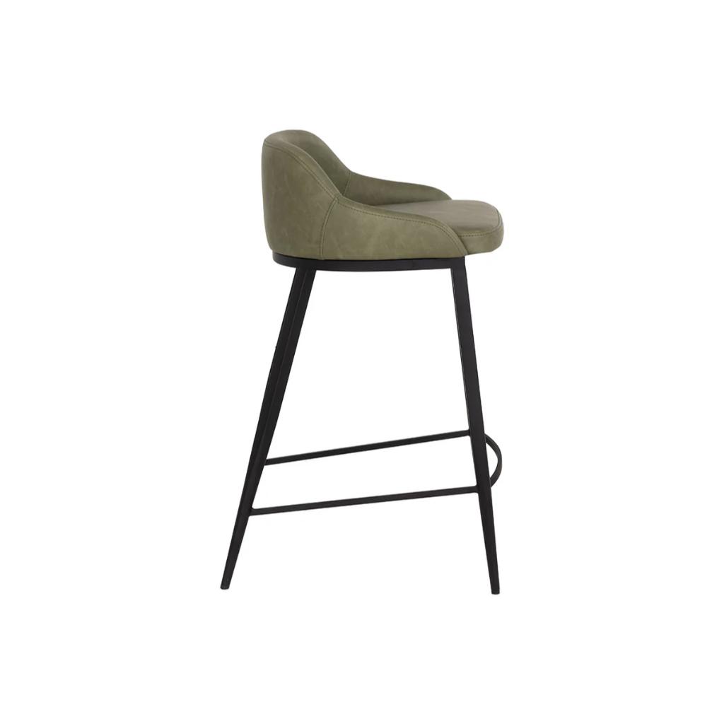 Green Faux Leather Counter Stool