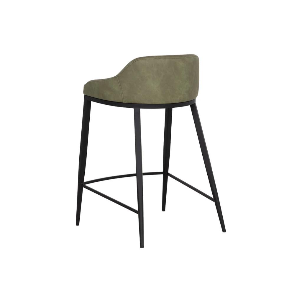 Green Faux Leather Counter Stool