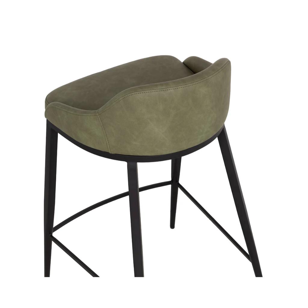 Green Faux Leather Counter Stool