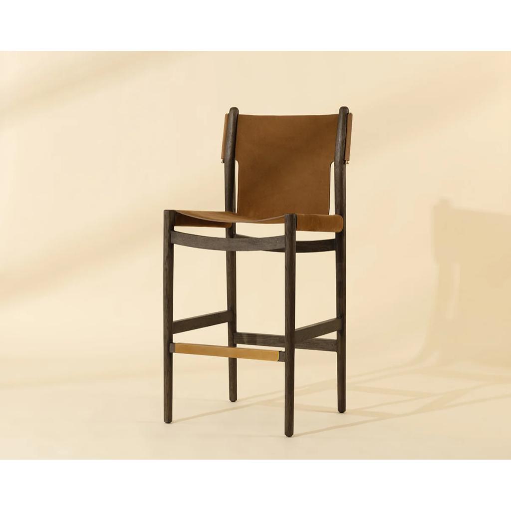 Nubuck Caramel Leather Barstool