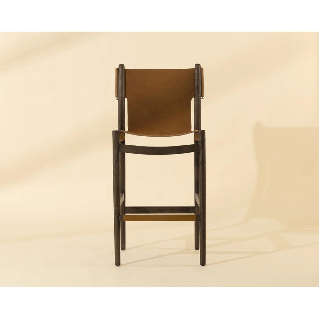 Nubuck Caramel Leather Barstool