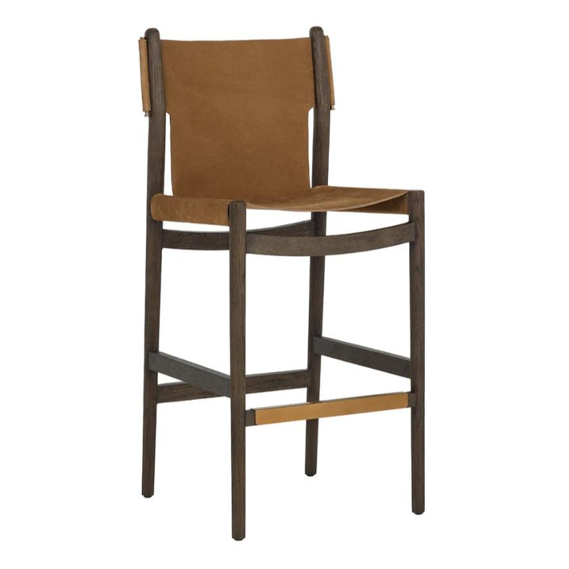 Nubuck Caramel Leather Barstool