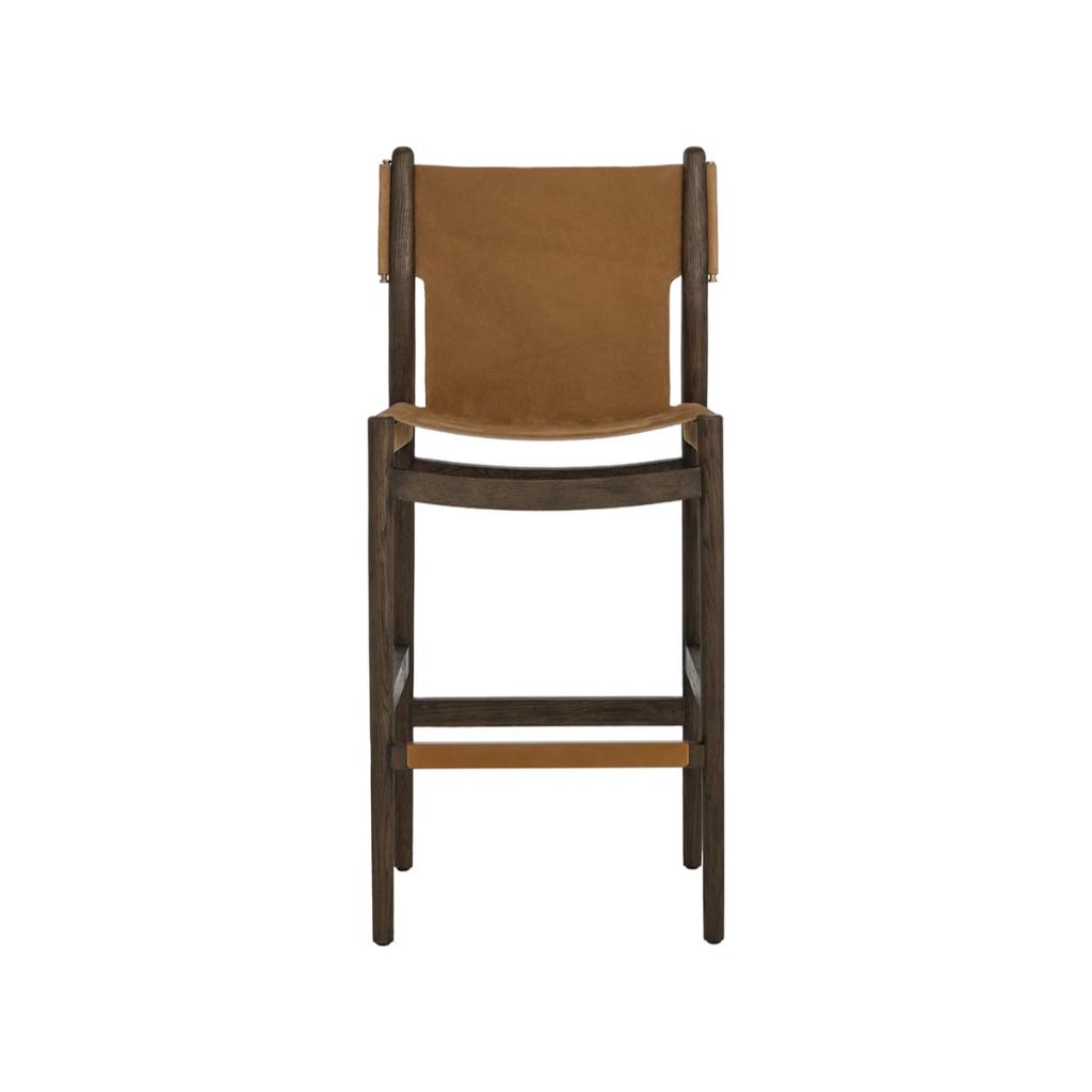 Nubuck Caramel Leather Barstool