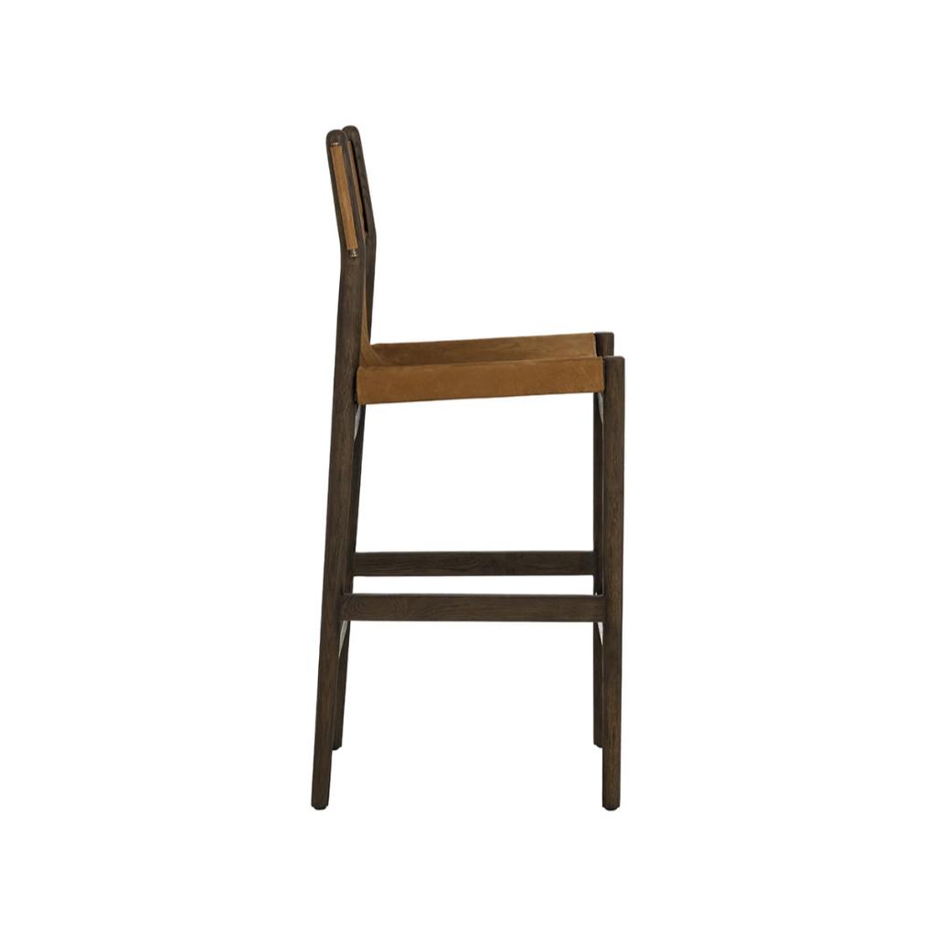 Nubuck Caramel Leather Barstool