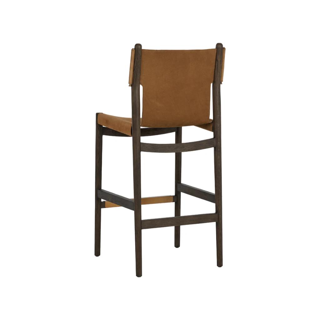 Nubuck Caramel Leather Barstool