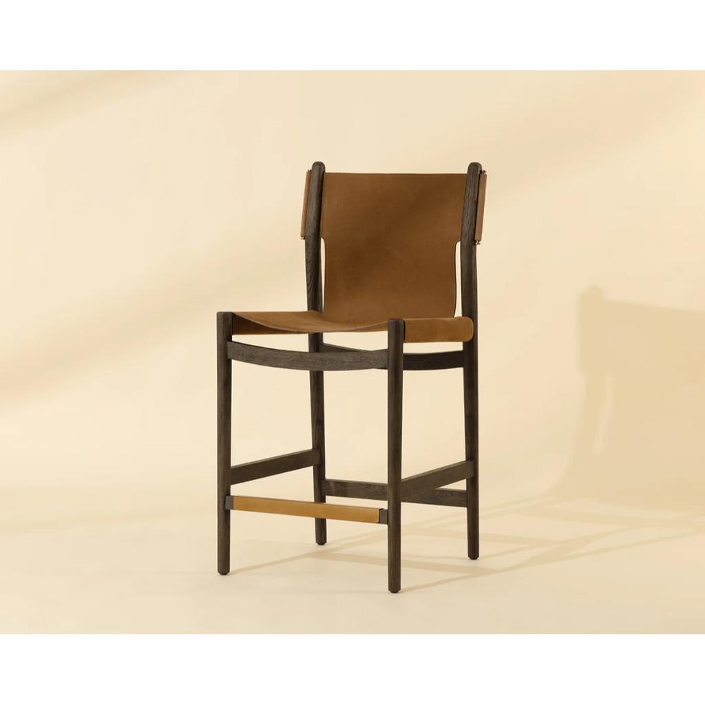Nubuck Caramel Leather Counter Stool