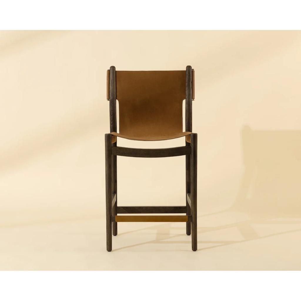 Nubuck Caramel Leather Counter Stool