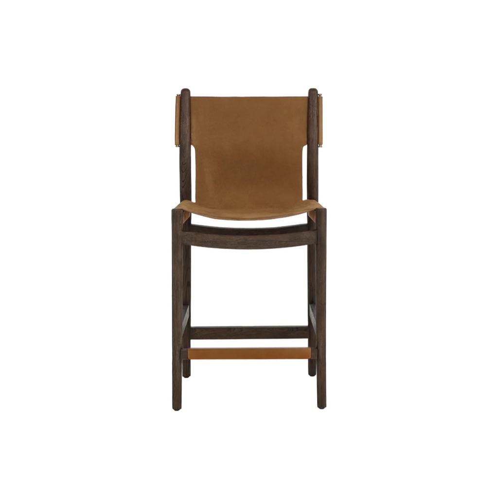 Nubuck Caramel Leather Counter Stool