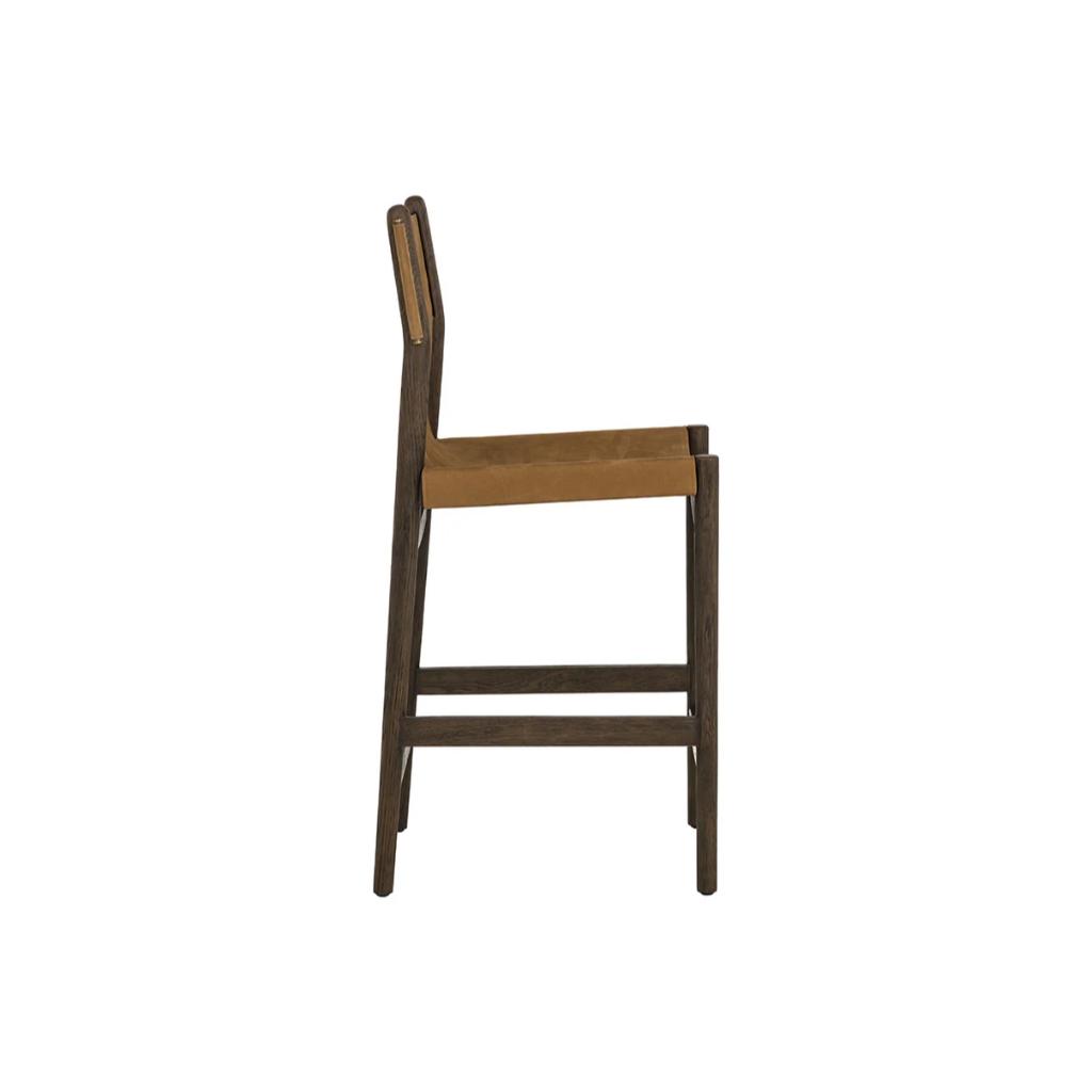 Nubuck Caramel Leather Counter Stool