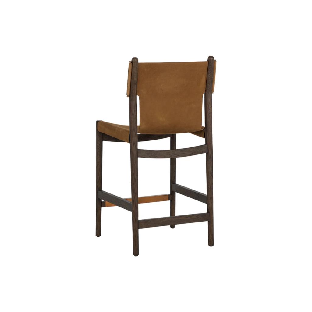 Nubuck Caramel Leather Counter Stool