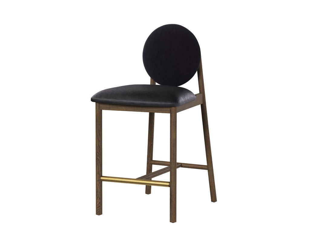 Mid-Century Faux Leather Counter Stool