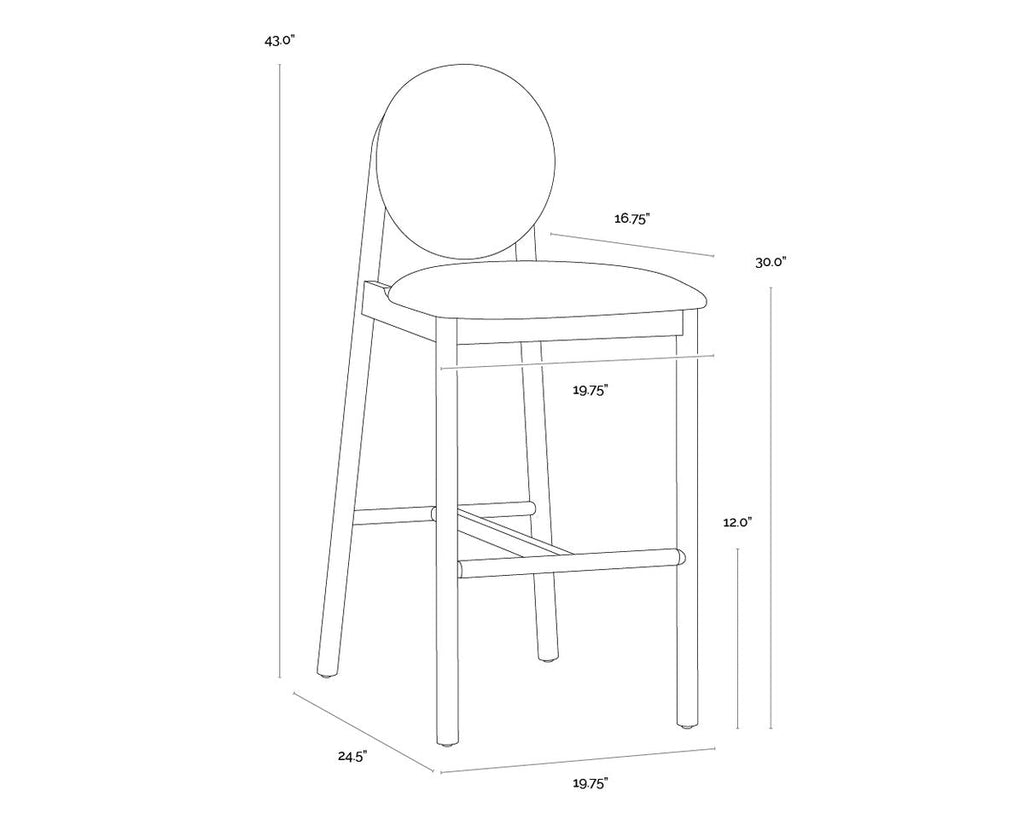 Mid-Century Faux Leather Counter Stool