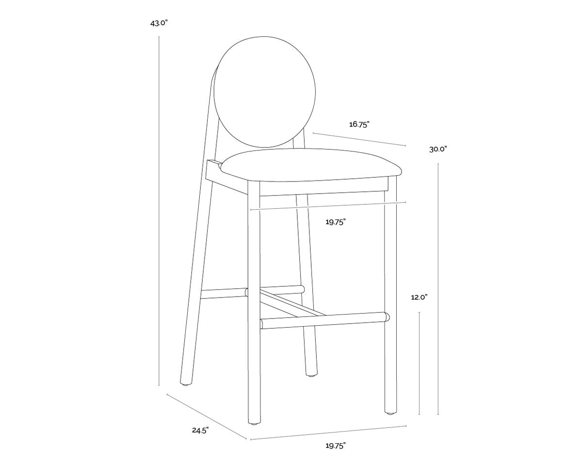 Mid-Century Faux Leather Counter Stool