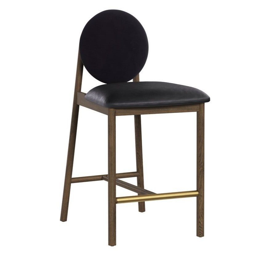 Mid-Century Faux Leather Counter Stool