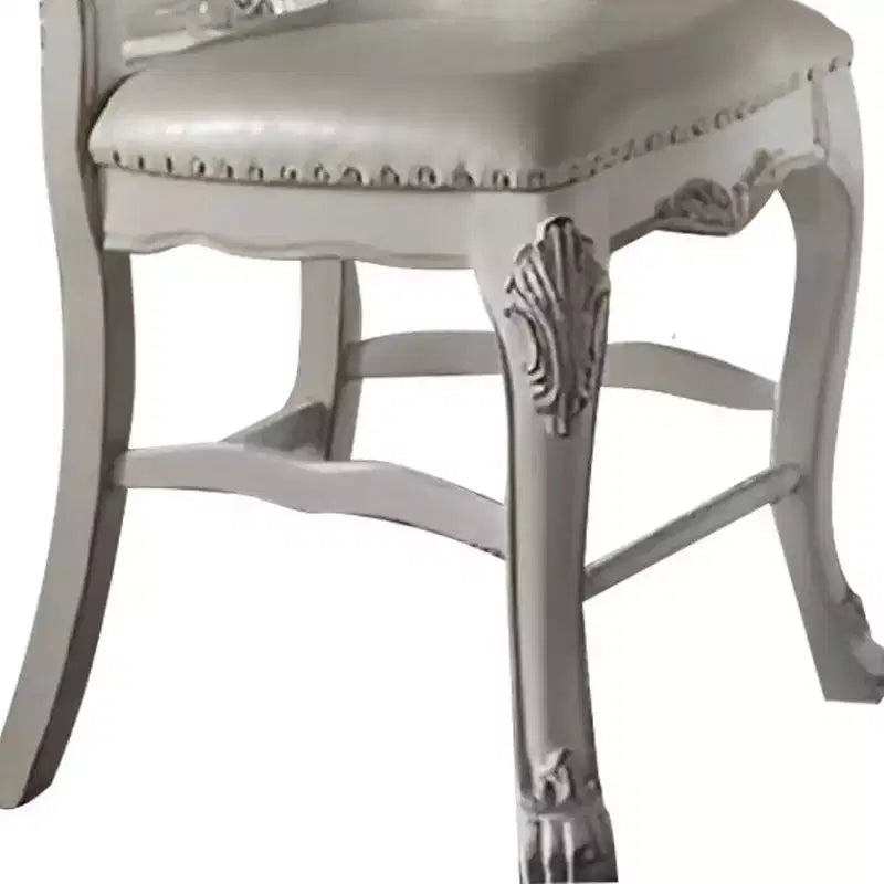 25" Dining Chair Fabric and White Finish: Leather Upholstery, Wood Frame, Armrest, Spot Clean