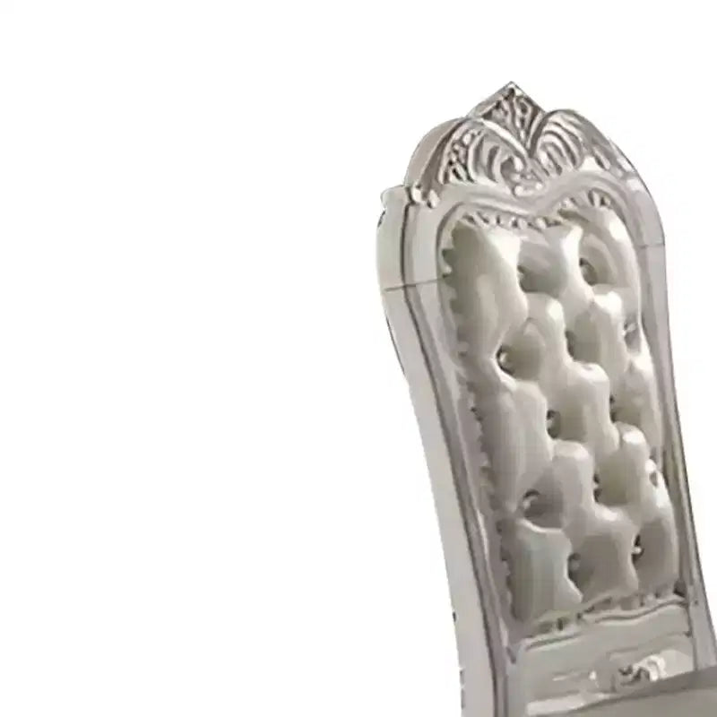 25" Dining Chair Fabric and White Finish: Leather Upholstery, Wood Frame, Armrest, Spot Clean