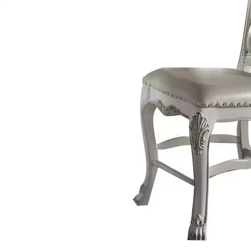 25" Dining Chair Fabric and White Finish: Leather Upholstery, Wood Frame, Armrest, Spot Clean