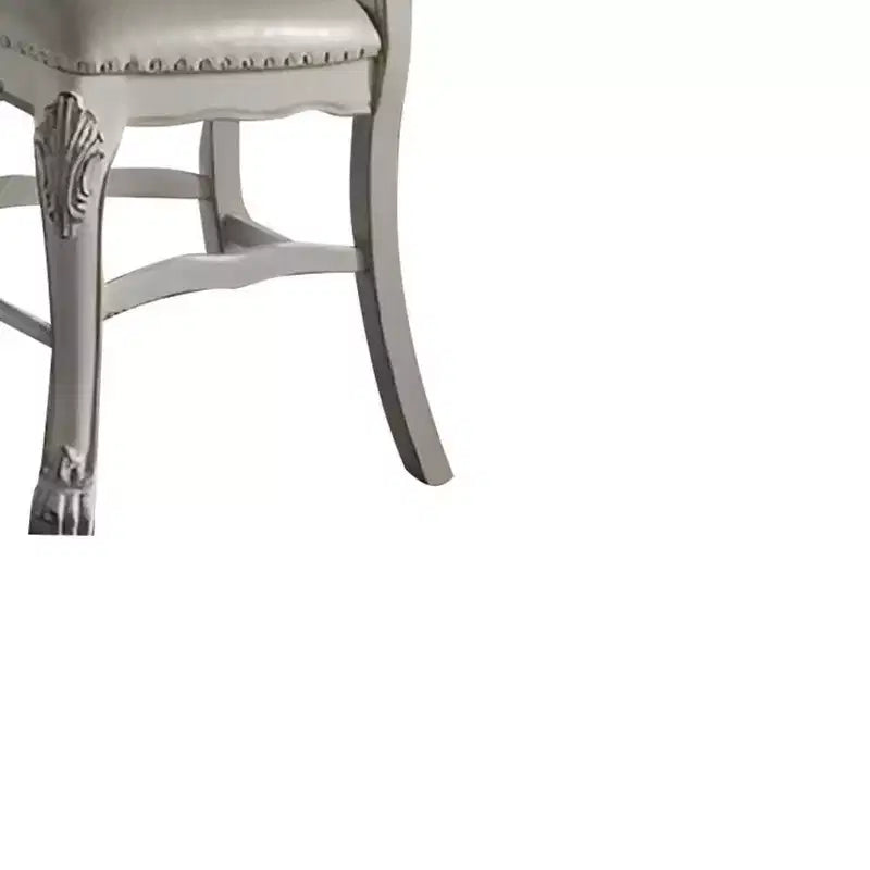25" Dining Chair Fabric and White Finish: Leather Upholstery, Wood Frame, Armrest, Spot Clean