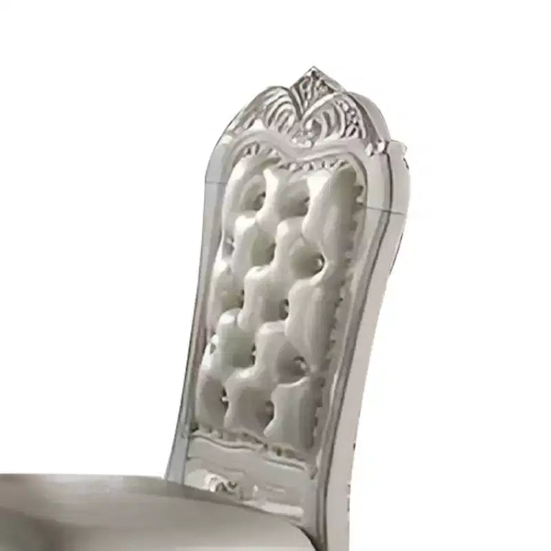 25" Dining Chair Fabric and White Finish: Leather Upholstery, Wood Frame, Armrest, Spot Clean