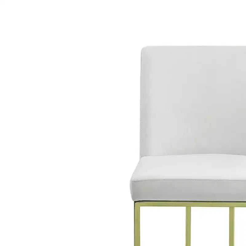 19" Dining Chair Beige Velvet and Gold Finish - Upholstered, Armless, Wood Frame