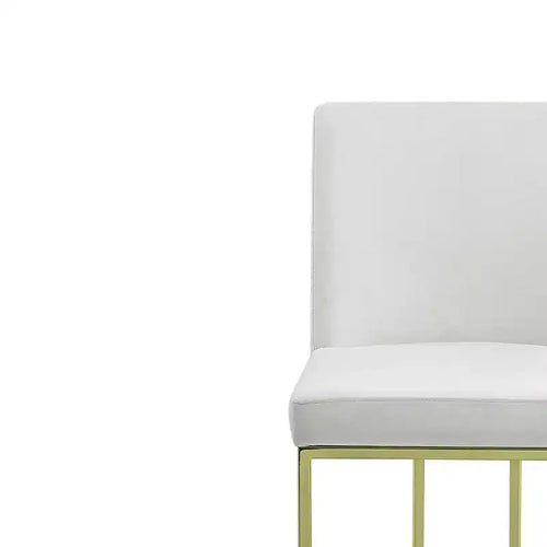 19" Dining Chair Beige Velvet and Gold Finish - Upholstered, Armless, Wood Frame