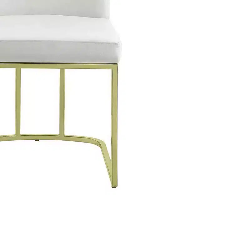 19" Dining Chair Beige Velvet and Gold Finish - Upholstered, Armless, Wood Frame