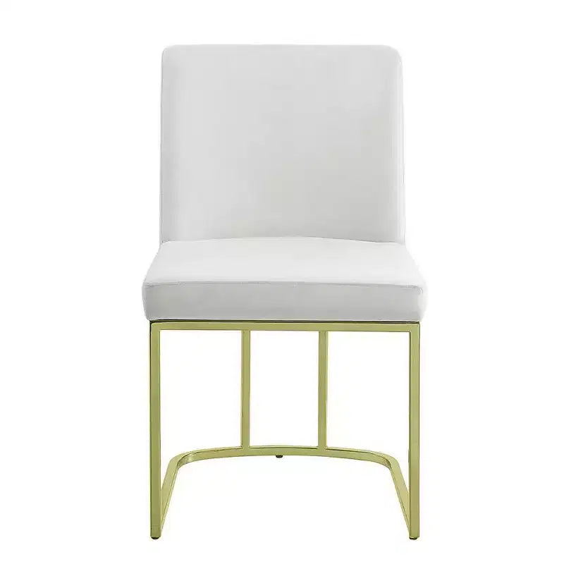 19" Dining Chair Beige Velvet and Gold Finish - Upholstered, Armless, Wood Frame