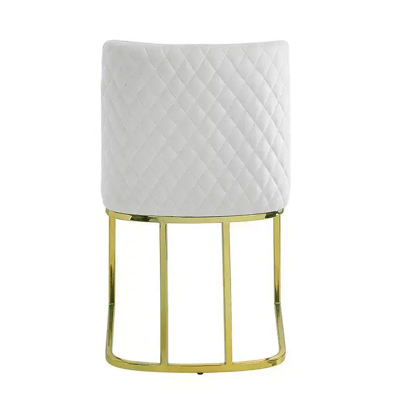 19" Dining Chair Beige Velvet and Gold Finish - Upholstered, Armless, Wood Frame