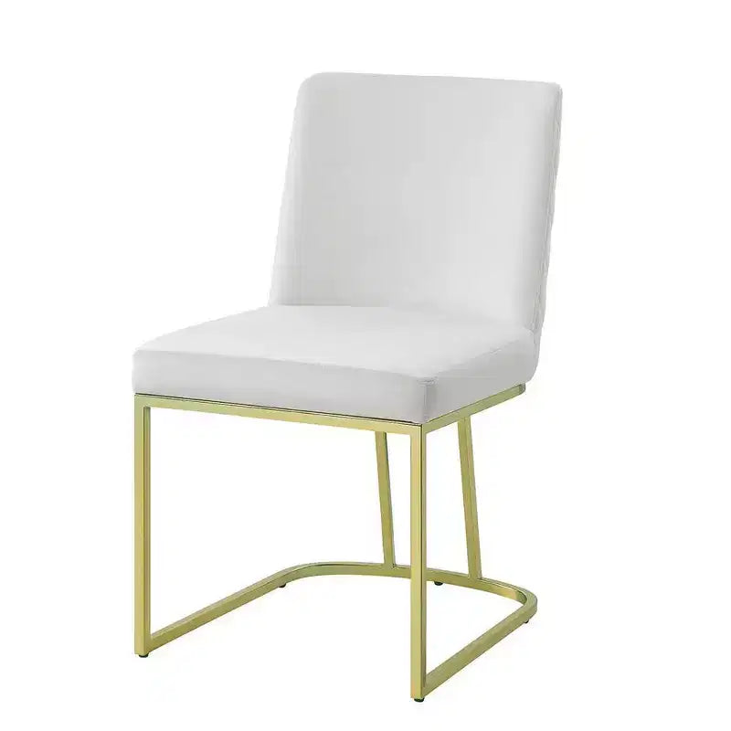 19" Dining Chair Beige Velvet and Gold Finish - Upholstered, Armless, Wood Frame