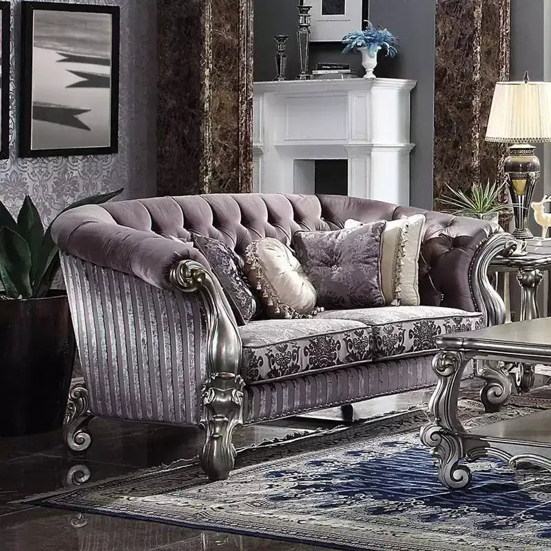 76" Sofa Velvet and Platinum