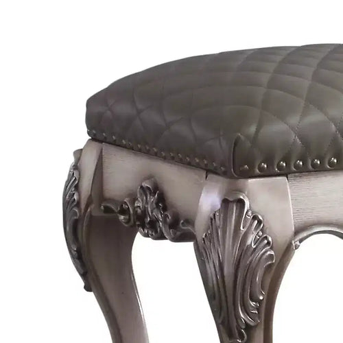 Fauteuil d'appoint 21" blanc - Élégant tabouret de coiffeuse, revêtement en cuir