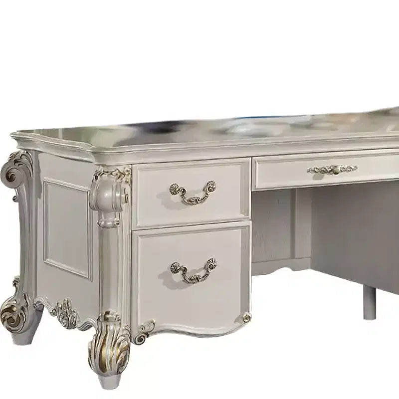 31" Desk Pearl Finish - Executive Writing, Storage Shelf