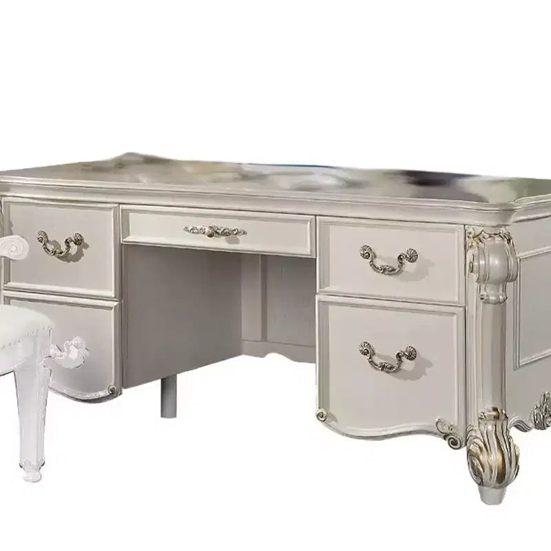 31" Desk Pearl Finish - Executive Writing, Storage Shelf