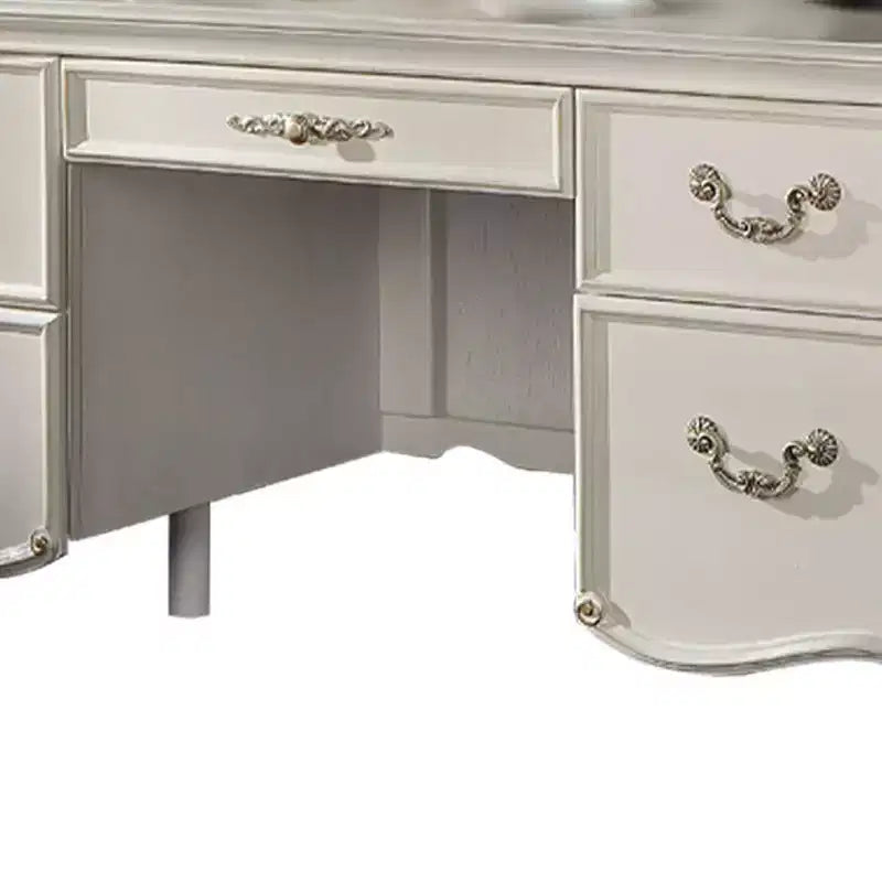 31" Desk Pearl Finish - Executive Writing, Storage Shelf