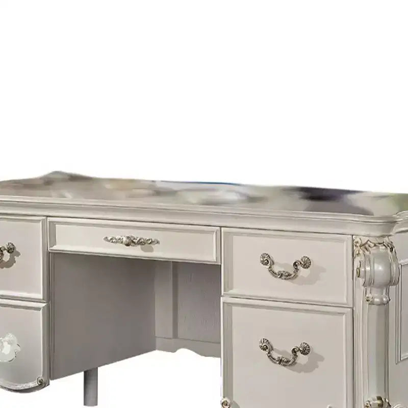 31" Desk Pearl Finish - Executive Writing, Storage Shelf