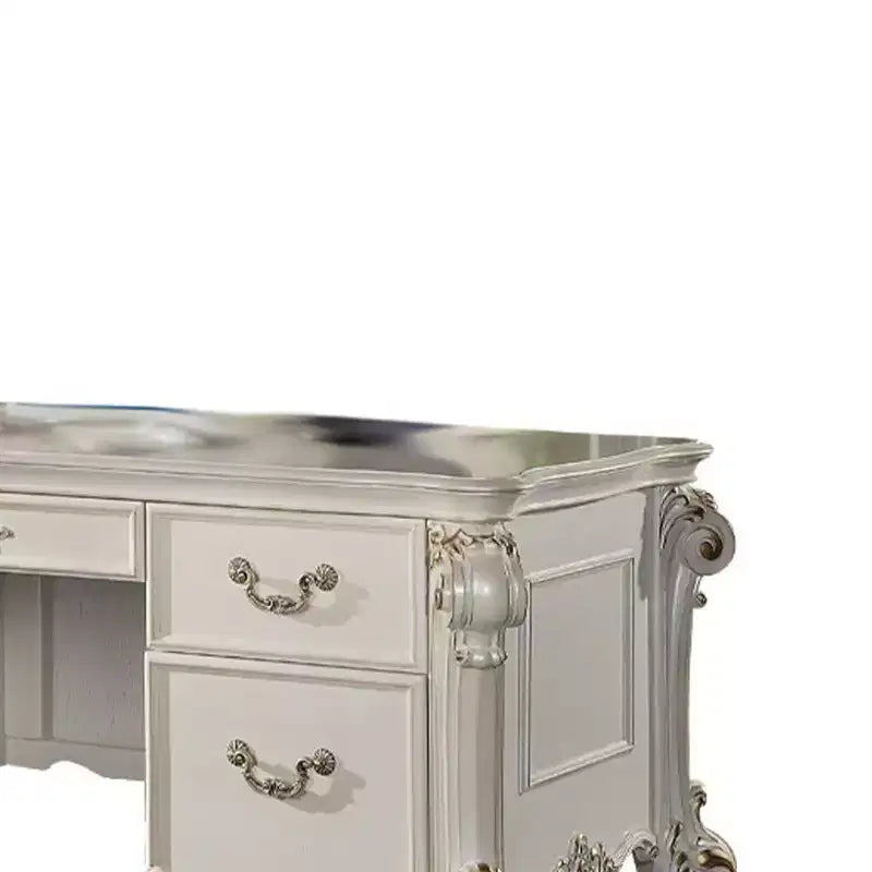 31" Desk Pearl Finish - Executive Writing, Storage Shelf