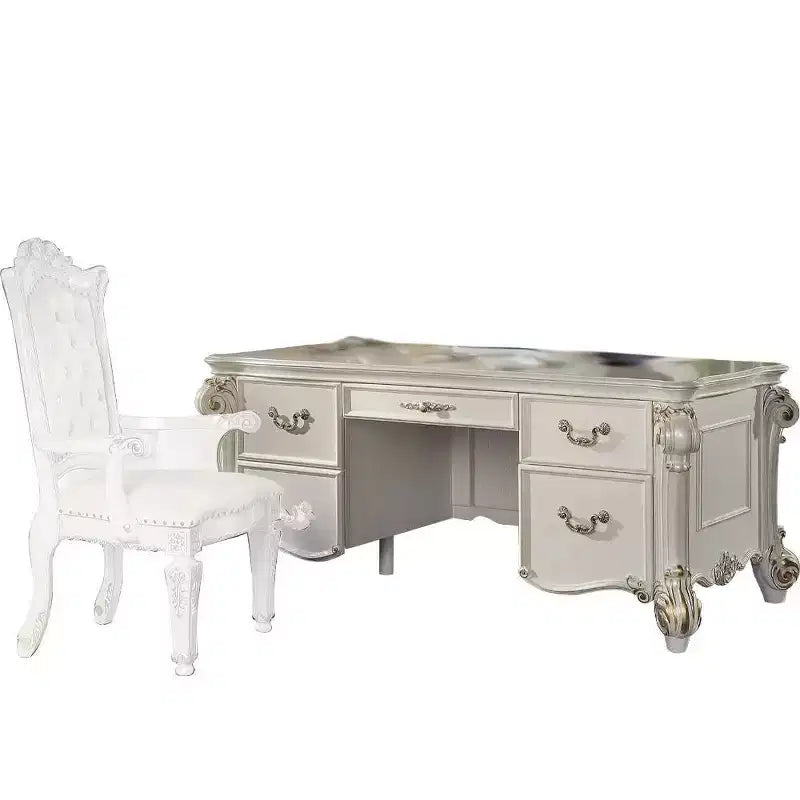 31" Desk Pearl Finish - Executive Writing, Storage Shelf