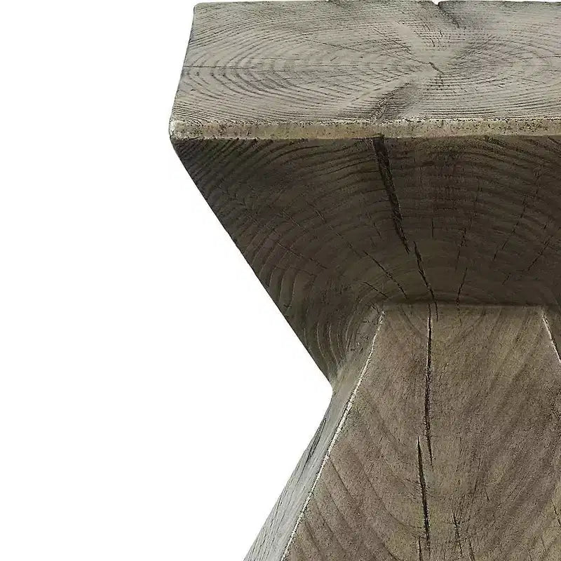 13" Accent Table Oak Finish - Modern Rectangle Cement, Space-Saving Design