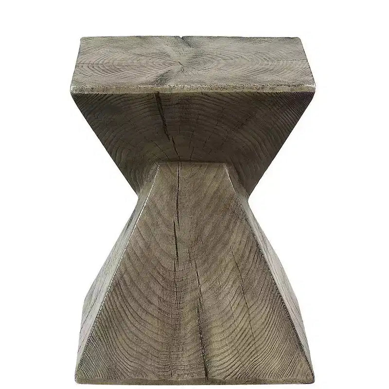 13" Accent Table Oak Finish - Modern Rectangle Cement, Space-Saving Design