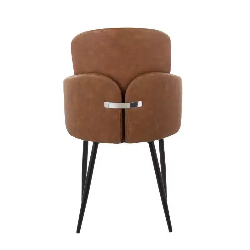 Chaise de salle à manger, similicuir capitonné avec accoudoir, structure en métal