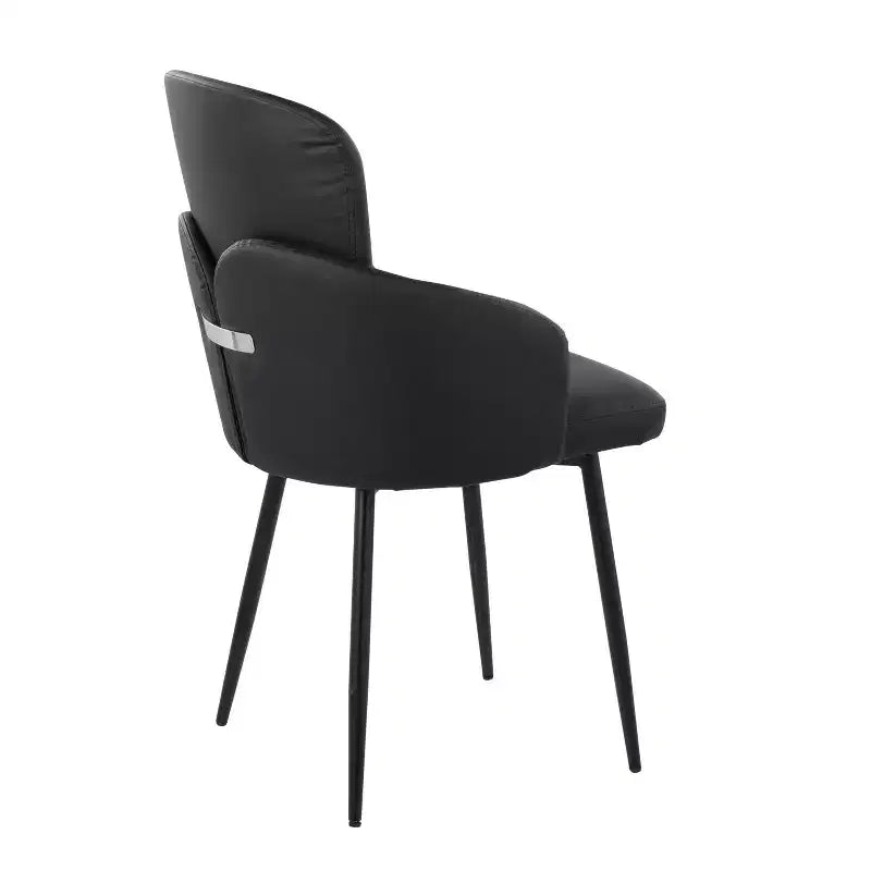 Chaise de salle à manger, similicuir capitonné avec accoudoir, structure en métal