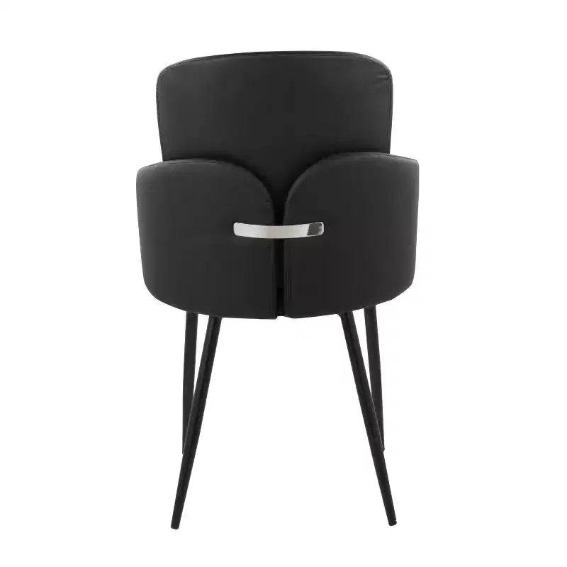 Chaise de salle à manger, similicuir capitonné avec accoudoir, structure en métal