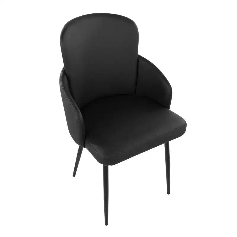 Chaise de salle à manger, similicuir capitonné avec accoudoir, structure en métal