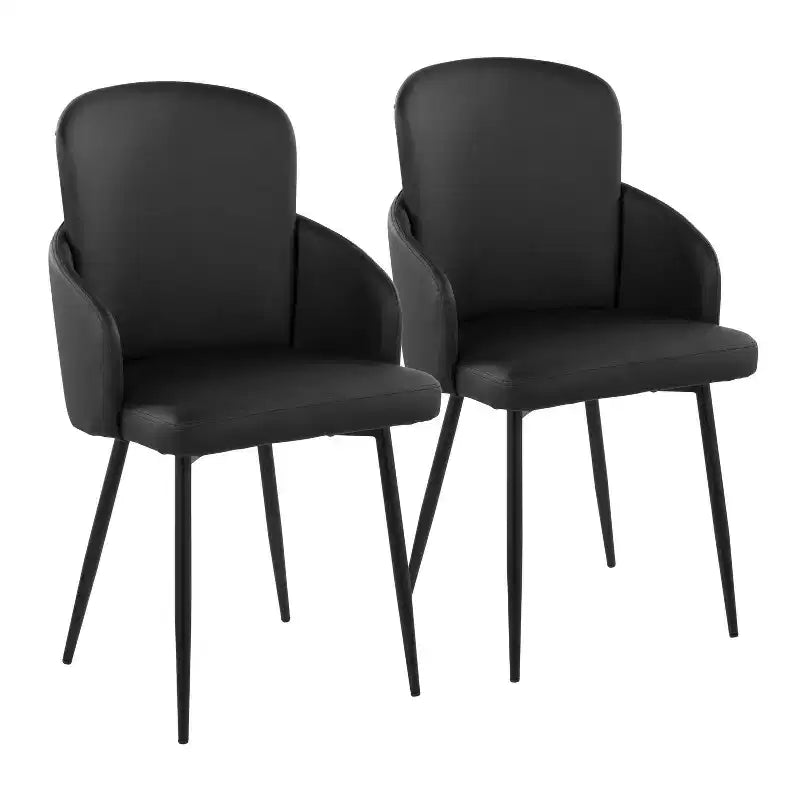 Chaise de salle à manger, similicuir capitonné avec accoudoir, structure en métal