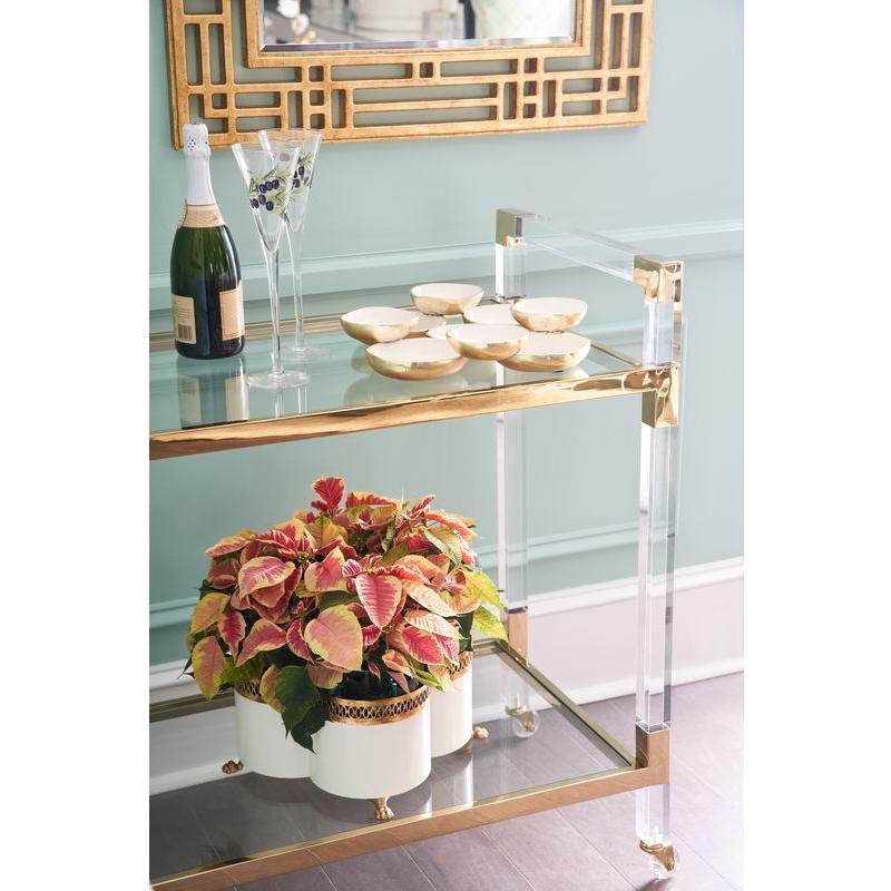 Acrylic Brass Frame Bar Cart