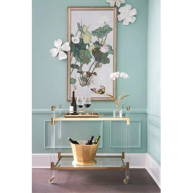 Acrylic Brass Frame Bar Cart